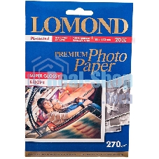 Фотобумага LOMOND 1106102 Одностороняя Суперглянцевая ярко-белая, 270г/м2, A6 (10х15 см), 20 листов, 5760dpi (Super Glossy Bright) микропористая фотобумага для струйной печати