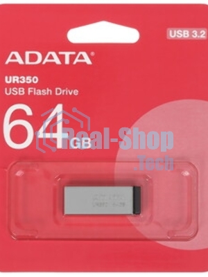 Флешка USB ADATA UR350 (UR350-64G-RSR/BK), 64Gb, USB 3.2, R/W 100/15, серебристый/черный