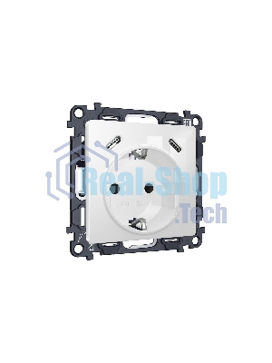 Комплект механизма электрической розетки 2USB С+C 20W с/з на винтовых зажимах 16A-250V ALFA Белый глянец QUANT (AP1105, VM165) MA110510