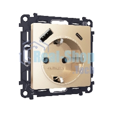 Комплект механизма электрической розетки ALFA Шампань 2USB A+C 20W (быстрая зарядка) с/з QUANT (AP6100, VM160) MA610010