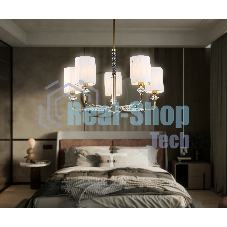 Люстра Ambrella light LH71500/5 BS/FR латунь/белый матовый E14*5 max 40W D680*640