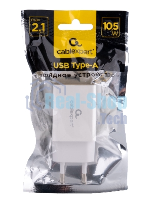 Сетевое зарядное устройство Cablexpert MP3A-PC-68, 10.5Вт, 2.1А, 1хUSB, белый, пакет
