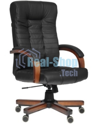 Кресло Бюрократ KB-10WALNUT/B/LEATH черный, кожа