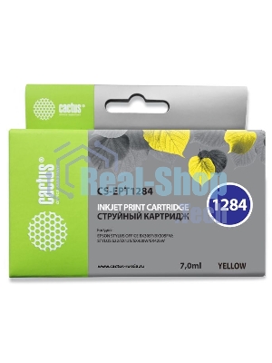 Картридж струйный Cactus CS-EPT1284 (T1284) желтый (7 мл) для Epson Stylus S22/S125/SX420/SX425/Office BX305