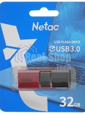 Флешка USB Netac U182 (NT03U182N-032G-32RE), 32Gb, USB 3.0, R/W 70/30, красный/черный