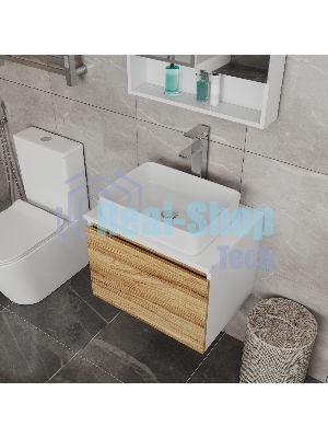 Раковина накладная на столешницу BAU Hotel прямоугольная 48х37, белая, выпуск клик клак, хром