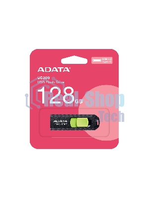 Флешка USB ADATA UC300 (ACHO-UC300-128G-RBK/GN), 128Gb, Type-C USB 3.2, R/W 100/30, черный/зеленый
