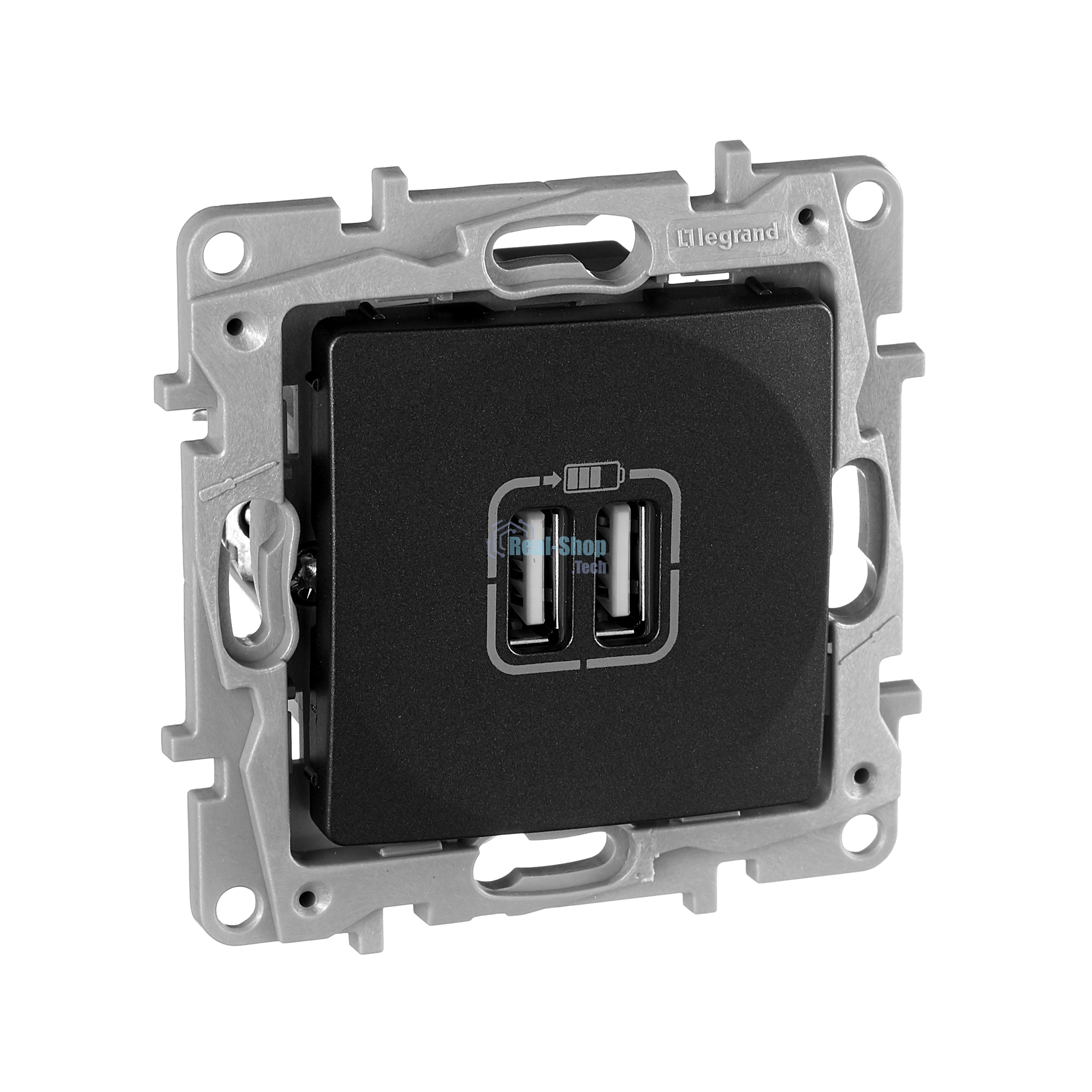 Розетка USB 2-ая 240В/5В 2400мА | 672694 | Legrand Etika Антрацит