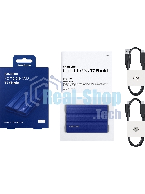 Внешний SSD Samsung T7 Shield, 1TB, USB 3.2 Gen 2 Type-C, R/W 1050/1000, синий