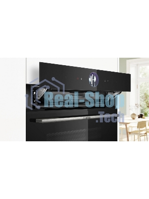 Духовой шкаф Bosch HSG7361B1 Home Connect!! Serie 8, черный, 21 режим + комбинированные режимы, функция приготовление на пару 100%, 4-слойное остекление, 3 цветных текстовых TFT-дисплея 2,5