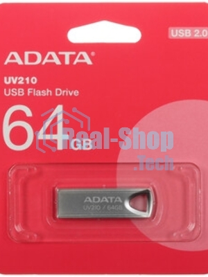 Флешка USB ADATA UV210 (AUV210-64G-RGD), 64Gb, USB 2.0, R/W 15/5, серебро