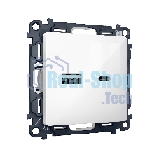Комплект механизма розетки ALFA Белый глянец 2USB A+C 20W (быстрая зарядка) QUANT MA111010