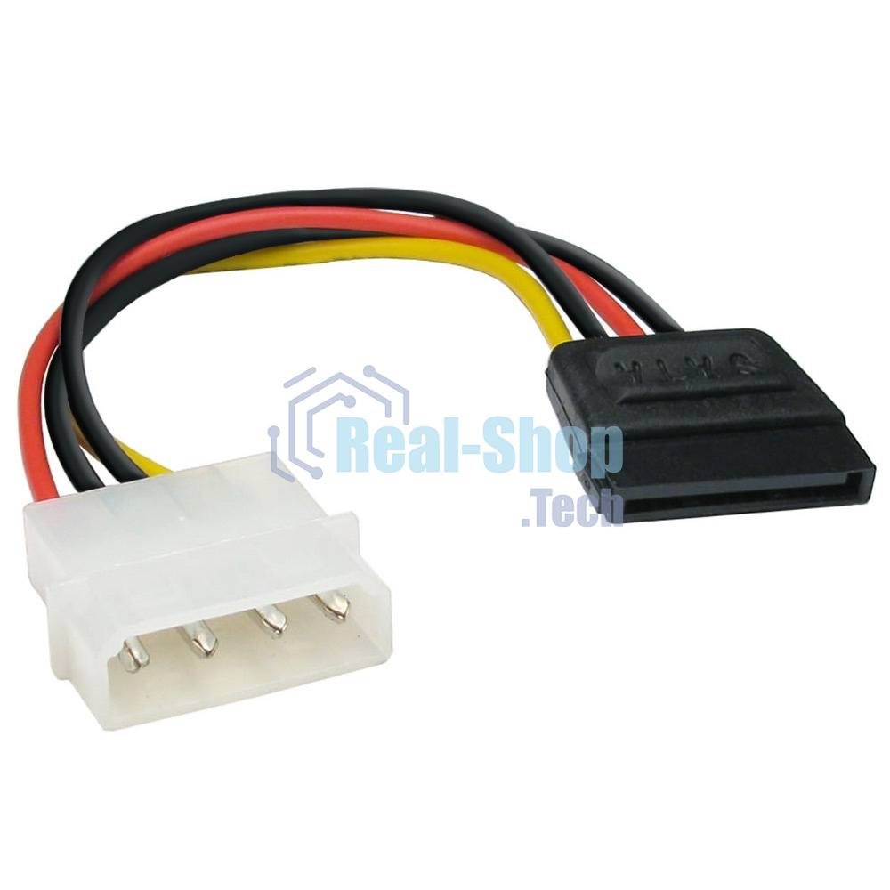 Кабель питания EX138936RUS SATA ExeGate EX-CC-SATA-PS (Molex 4pin/SATA15pin, 0,15м)