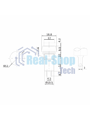 Выключатель-кнопка Rexant 250V 1А (2с) (ON)-OFF Б/Фикс синяя