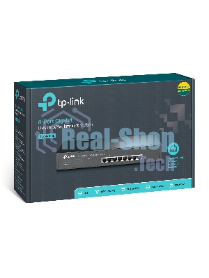 Коммутатор TP-LINK SMB TL-SG1008 8-port Gigabit Switch, 1U rack-mountable steel case