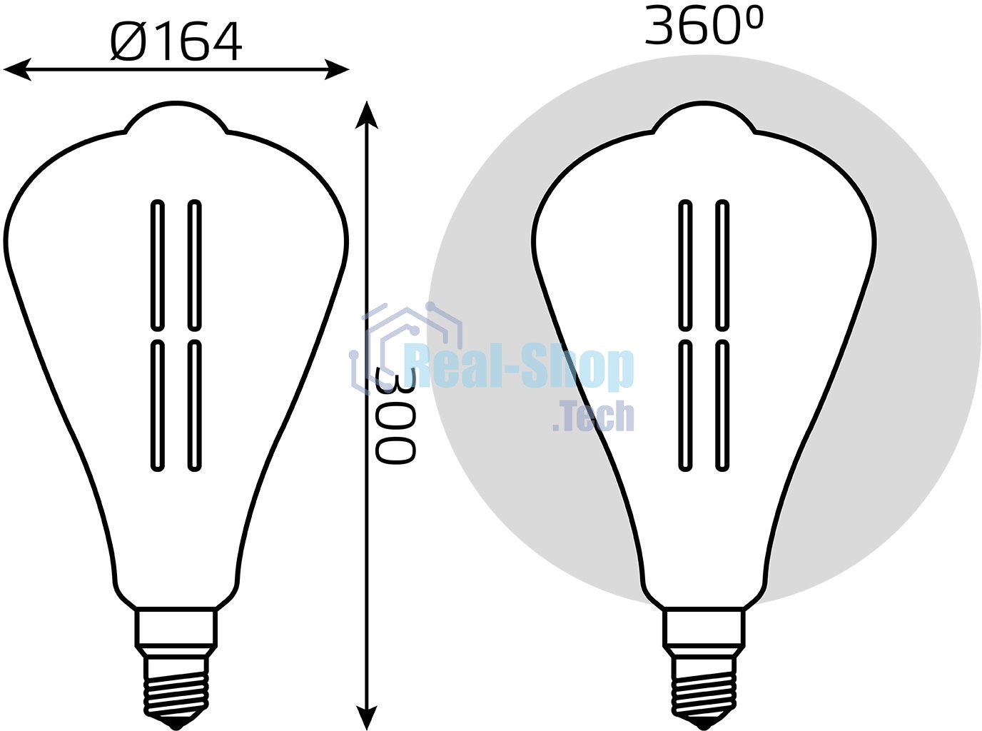 Лампа cветодиодная Gauss Filament ST164 6W 330lm 4000К Е27 gray straight LED