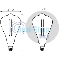 Лампа cветодиодная Gauss Filament ST164 6W 330lm 4000К Е27 gray straight LED