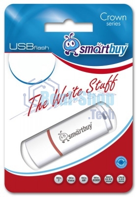 Флешка USB Smartbuy Crown white (SB64GbCRW-W), 64Gb, USB 2.0, R/W 20/10, белый/красный