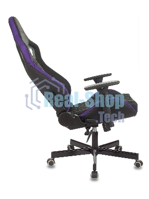 Кресло Knight OUTRIDER черный/фиолетовый, экокожа, 120 кг, механизм качания