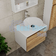 Комплект для ванной, 4 предмета (тумба Bau Dream 60 + раковина BAU D43, белая + смеситель Hotel Still, выпуск клик-клак, черный)