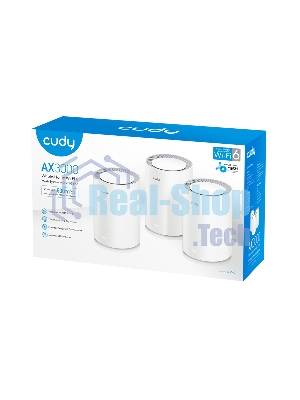 Бесшовный Mesh роутер Cudy M1800(3-Pack) AX1800 10/100/1000BASE-TX белый (упак.:3шт)