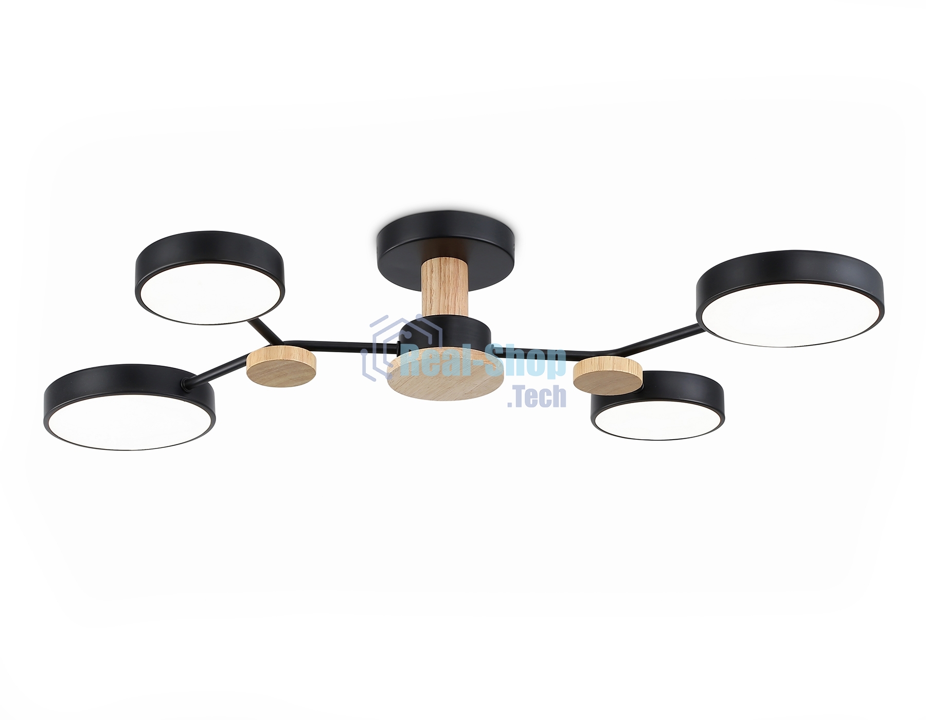 Светильник Ambrella light FL4860/4 BK/WD черный/дерево 60W 3000-6000K 700*400*120 (без ПДУ)
