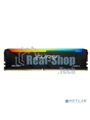 Оперативная память Kingston Fury Beast, DDR4, 32GB (1x32GB), 3200MHz, CL16, DIMM, с радиатором, RGB, черный