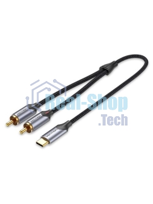 Переходник-разветвитель Vention гибкий USB-C M/2RCA M - 1.5м