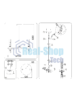 Люстра Ambrella light LH55353/14 BK/CGD/CL черный/золото/прозрачный G9/14 max 30W D750*690