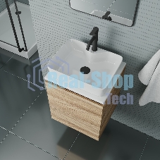 Тумба Bau Dream Blackwood 50 с дверцей, раковина BAU Cerama 48х37 белая, смеситель Hotel Dream Black, нерж. сталь, черный, выпуск клик клак черный