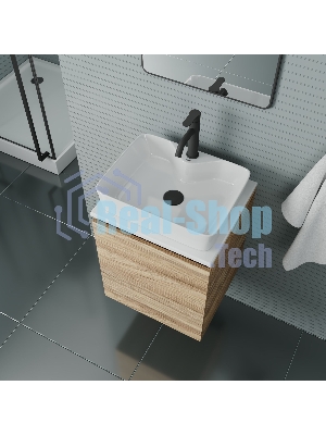 Тумба Bau Dream Blackwood 50 с дверцей, раковина BAU Cerama 48х37 белая, смеситель Hotel Dream Black, нерж. сталь, черный, выпуск клик клак черный