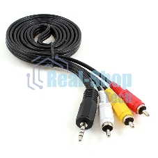 Кабель аудио/видео Cablexpert CCA-4P2R-2M, Jack3.5 4pin папа->3х RCA папа, 2м, черный