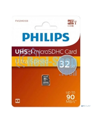 Флеш карта microSD 32Gb PHILIPS High Speed microSDHC Class 10 90Mb/s