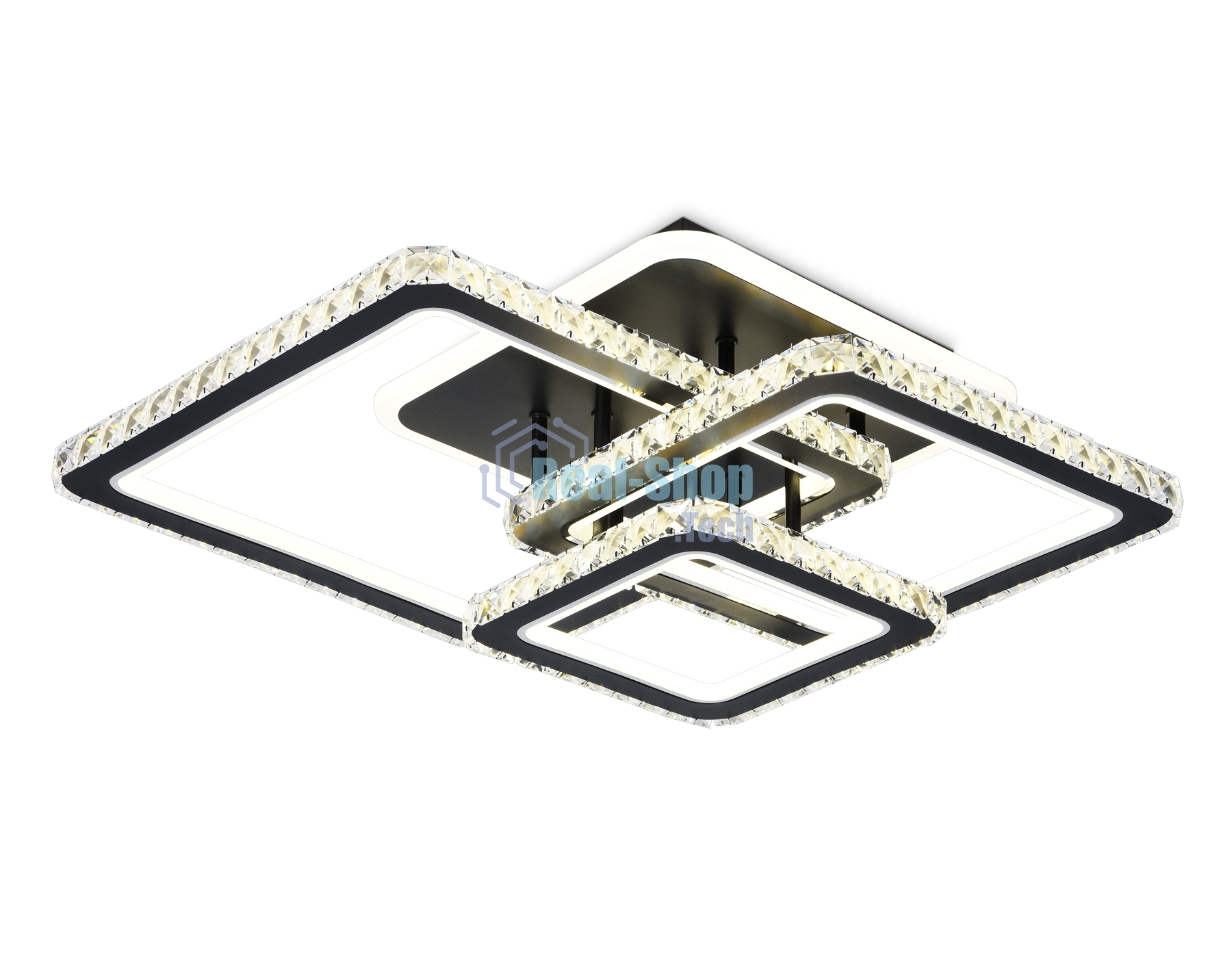 Управляемый светодиодный светильник Ambrella light FA1733/3 BK/CH черный/хром 145W 3000K/4200K/6400K 670*510*150 (ПДУ РАДИО 2.4G)