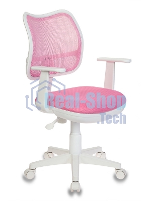 Кресло компьютерное Бюрократ CH-W797/PK/TW-13A TW-13A розовый, спинка сетка, сиденье розовый, колеса белый/розовый, пластик белый