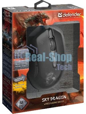 Мышь проводная Defender Sky Dragon GM-090L черный, 3200 dpi, USB, кнопки - 6