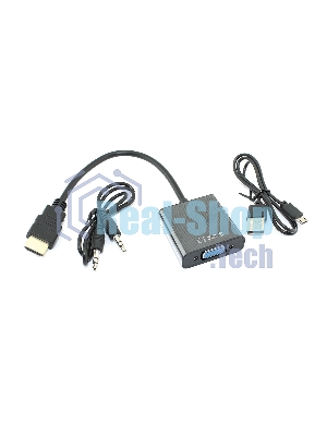 Переходник с кабелем HDMI на VGA плюс аудио и питание