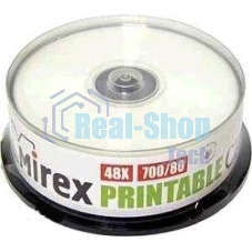 Диск CD-R Mirex 700 Mb, 48х, Cake Box (25), Ink Printable (25/300)