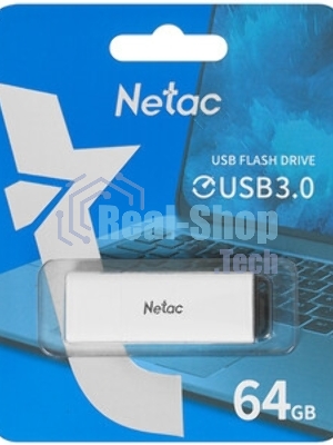 Флешка USB Netac U185 (NT03U185N-064G-32WH), 64Gb, USB 3.0, R/W 100/25, белый/серый