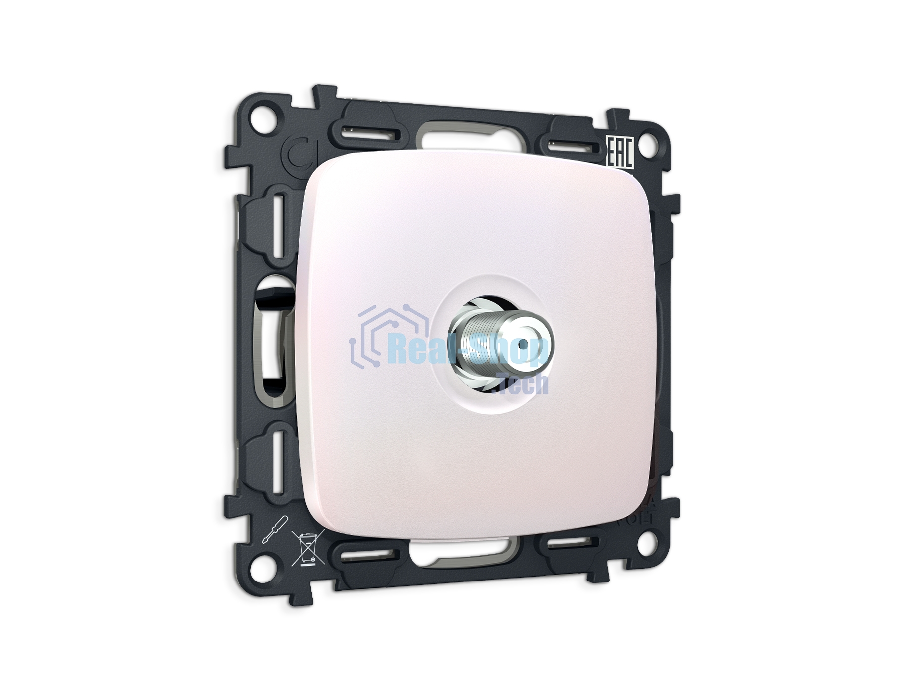 Комплект механизма TV розетки SAT 5-2400MHz 3.5dB OMEGA Жемчуг QUANT (OP2130, VM215) MO213050
