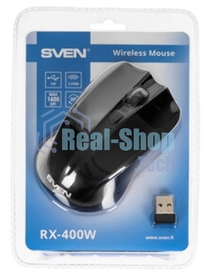 Мышь беспроводная SVEN RX-400W черный, 1400 dpi, радиоканал, USB, кнопки - 4