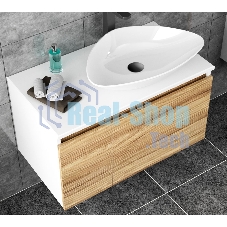 Тумба с раковиной и выпуском (Тумба Bau Dream Blackwood 80, умывальник BAU Triangle 59х39, выпуск клик клак, черный)