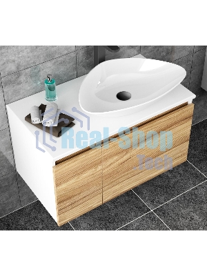 Тумба с раковиной и выпуском (Тумба Bau Dream Blackwood 80, умывальник BAU Triangle 59х39, выпуск клик клак, черный)