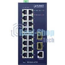 Коммутатор PLANET IGS-4215-16T2S IP30 Industrial L2/L4 16-Port 10/100/1000T + 2-Port 100/1000X SFP Managed Switch (-40~75 degrees C, dual redundant power input on 12~48VDC/24VAC terminal block)