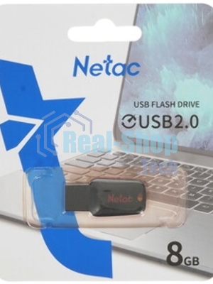 Флешка USB Netac U197 (NT03U197N-008G-20BK), 8Gb, USB 2.0, R/W 25/10, черный/красный