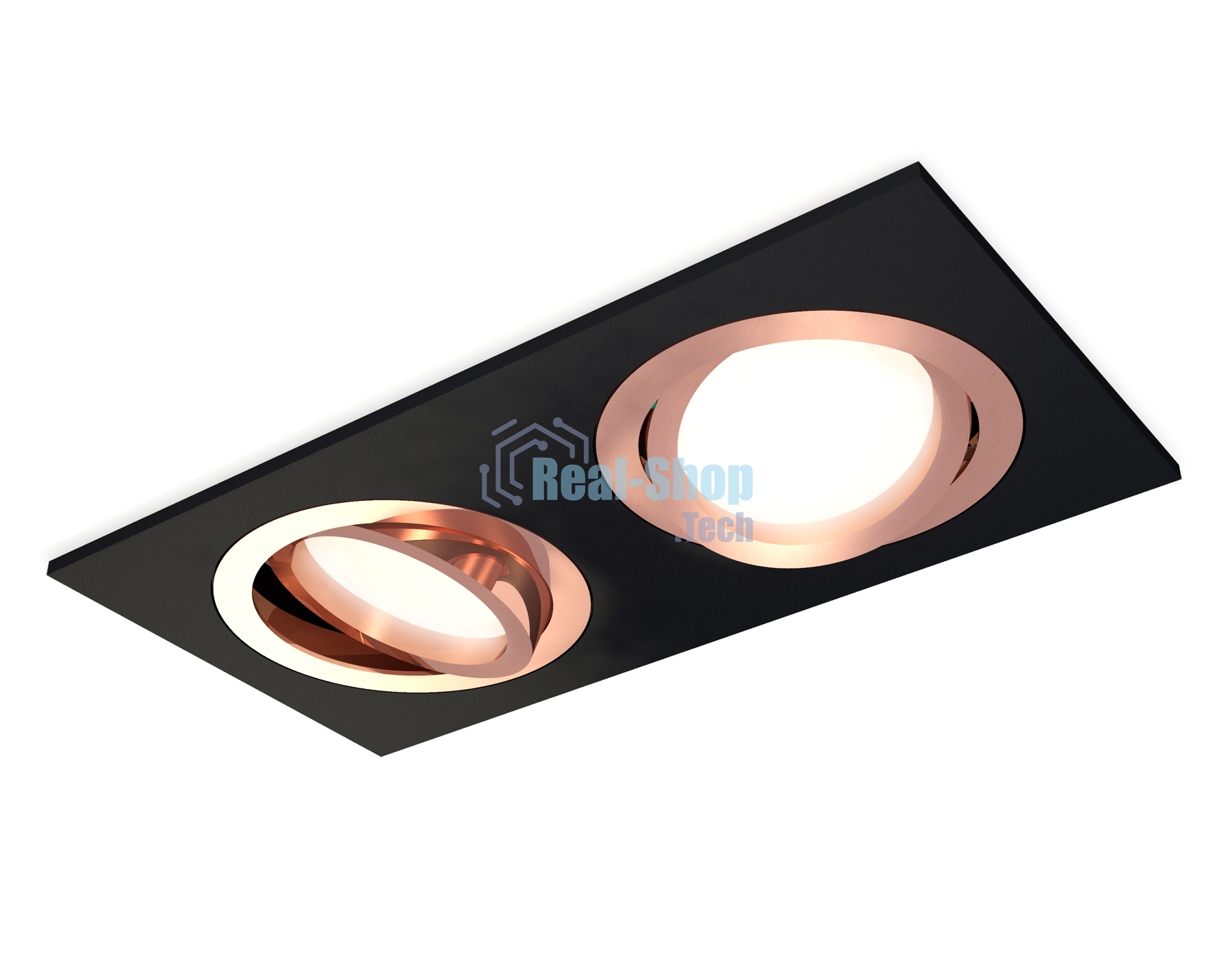 Комплект встраиваемого поворотного светильника Ambrella light XC7636084 SBK/PPG черный песок/золото розовое полированное MR16 GU5.3 (C7636, N7005)