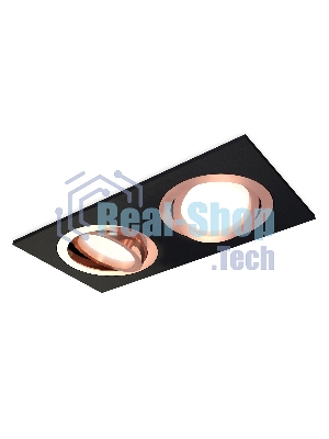 Комплект встраиваемого поворотного светильника Ambrella light XC7636084 SBK/PPG черный песок/золото розовое полированное MR16 GU5.3 (C7636, N7005)