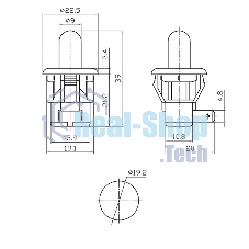 Выключатель-кнопка Rexant 250V 2.5А (2с) ON-(OFF) Б/Фикс белый (мебельная)