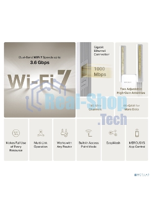 Усилитель сигнала Wi-Fi 7 Mercusys ME25BE BE3600