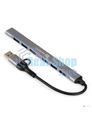USB-концентратор 7-в-1 ExeGate DUB-761C3 (кабель-адаптер USB Type-A + Type-C --> 6xUSB2.0, 1xUSB3.0, Plug&Play, серебристый)